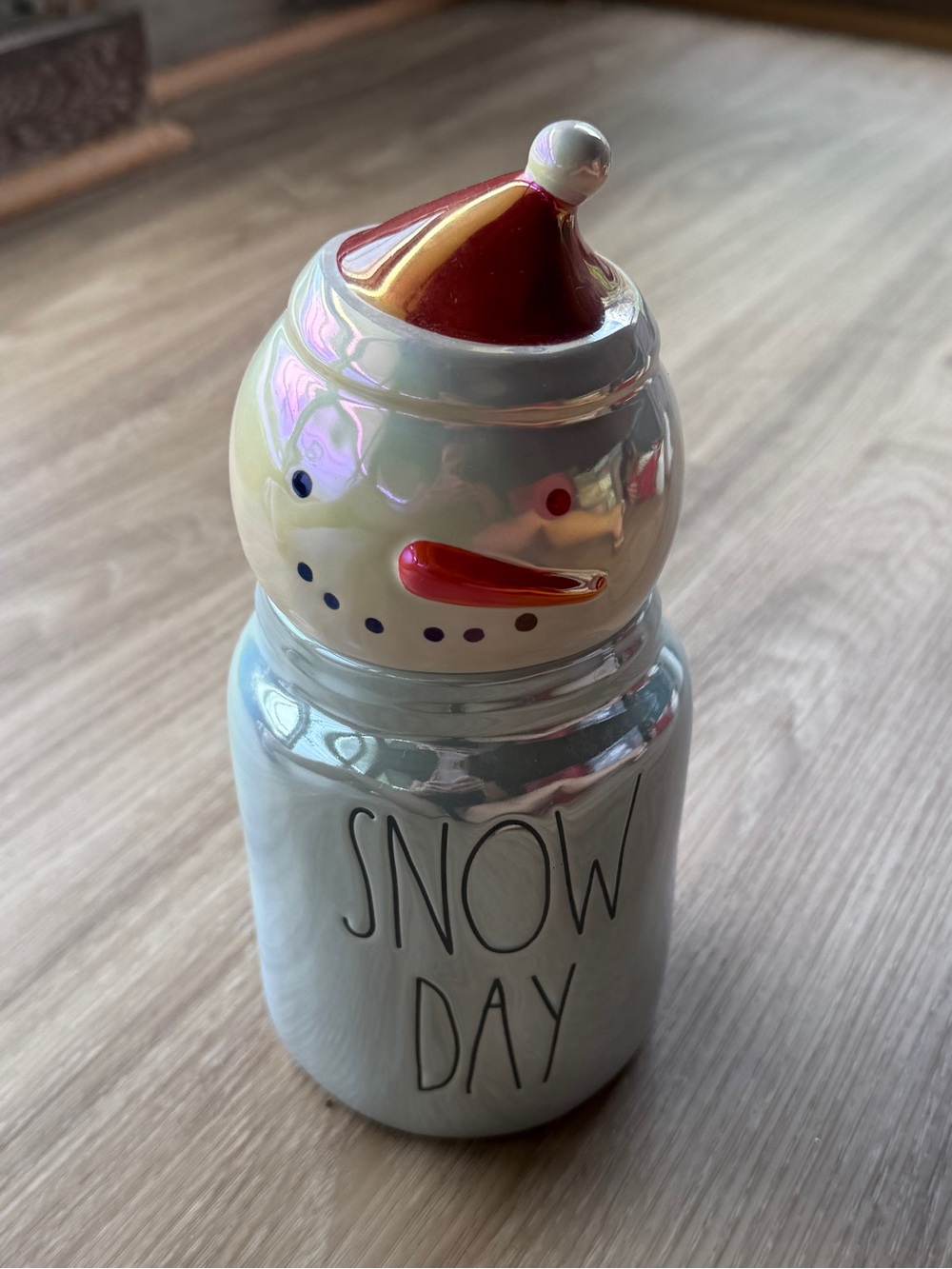 Rae Dunn Iridescent Snowman Jar